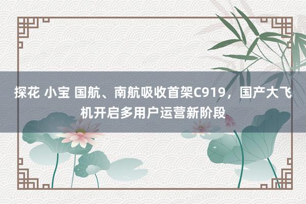 探花 小宝 国航、南航吸收首架C919，国产大飞机开启多用户运营新阶段