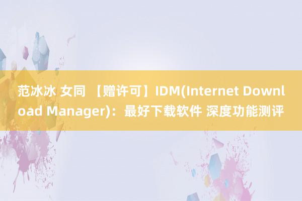 范冰冰 女同 【赠许可】IDM(Internet Download Manager)：最好下载软件 深度功能测评