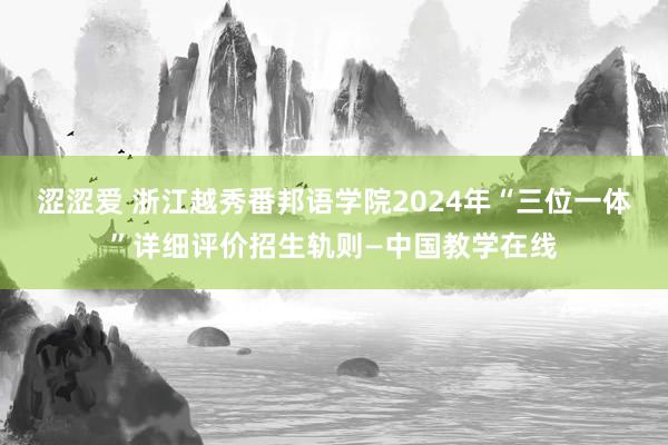 涩涩爱 浙江越秀番邦语学院2024年“三位一体”详细评价招生轨则—中国教学在线