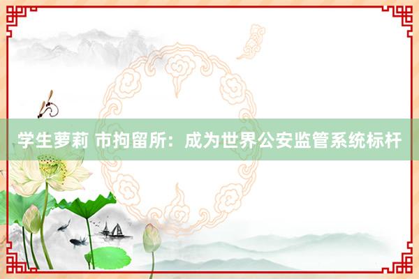 学生萝莉 市拘留所:  成为世界公安监管系统标杆